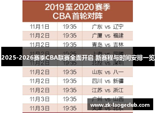 2025-2026赛季CBA联赛全面开启 新赛程与时间安排一览