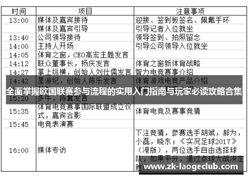 全面掌握欧国联赛参与流程的实用入门指南与玩家必读攻略合集